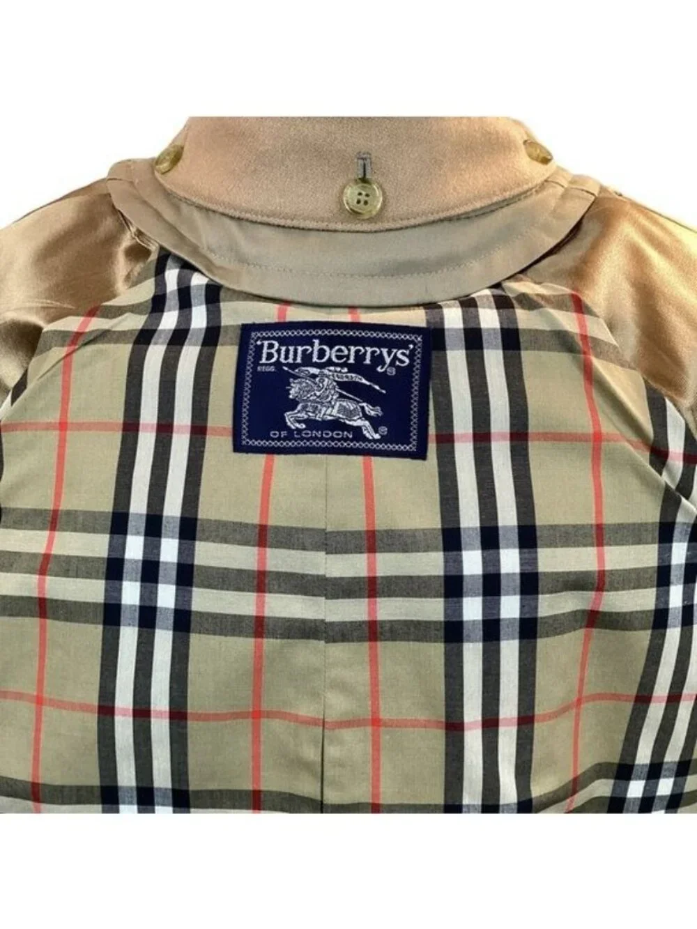Burberry’s Nova Check Wool Lined Belted Mens Tan Trench Coat 48L
